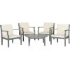 SAFAVIEH Outdoor Living Collection Anaheim 5-Piece Outdoor Living Set(Ash Grey / Beige)