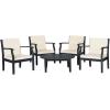 SAFAVIEH Outdoor Living Collection Anaheim 5-Piece Outdoor Living Set(Dark Slate Gray)