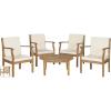 SAFAVIEH Outdoor Living Collection Anaheim 5-Piece Outdoor Living Set(Natural / Beige)