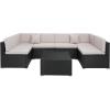 SAFAVIEH Outdoor Sectional Diona Black/White Outdoor Living Set(Black/Light Grey)