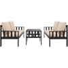 SAFAVIEH PAT6749A Collection Lardner Grey and Sahara Living Outdoor Set(Dark Slate Gray / Dark Beige)