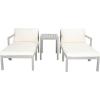 SAFAVIEH PAT6759B Collection Pratia Natural and Navy 5-Piece Outdoor Patio Set(Ash Grey/Beige)