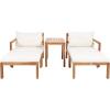 SAFAVIEH PAT6759B Collection Pratia Natural and Navy 5-Piece Outdoor Patio Set(Natural/Beige)