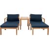 SAFAVIEH PAT6759B Collection Pratia Natural and Navy 5-Piece Outdoor Patio Set(Natural/Navy)