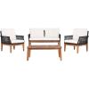 SAFAVIEH PAT7075A-2BX Outdoor Winslo Rope 4-Piece Seat Cushions and Pillows Included Patio Set(Black/Beige)