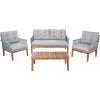 SAFAVIEH PAT7075A-2BX Outdoor Winslo Rope 4-Piece Seat Cushions and Pillows Included Patio Set(Grey/Grey)