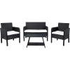 SAFAVIEH PAT7505A Collection Aboka Black and Beige 4-Piece Outdoor Living Patio Set(Black/Beige)
