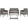 SAFAVIEH PAT7505A Collection Aboka Black and Beige 4-Piece Outdoor Living Patio Set(Grey/Grey)