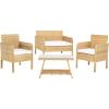 SAFAVIEH PAT7505A Collection Aboka Black and Beige 4-Piece Outdoor Living Patio Set(Natural/White)