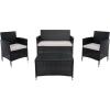 SAFAVIEH PAT7506B Collection Bandele Grey 4-Piece Outdoor Living Patio Set(Black/Light Grey)