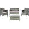 SAFAVIEH PAT7506B Collection Bandele Grey 4-Piece Outdoor Living Patio Set(Grey / Grey)