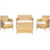SAFAVIEH PAT7506B Collection Bandele Grey 4-Piece Outdoor Living Patio Set(Natural / White)