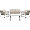 SAFAVIEH PAT9003A Collection Benjin Grey 4 Piece Living Outdoor Set(Brown / Beige)