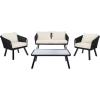 Safavieh Outdoor Collection Kerson Rope Cushion 4-Piece Patio Backyard Living Set PAT7519A, Grey/Beige(Black / Beige)