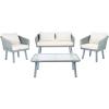 Safavieh Outdoor Collection Kerson Rope Cushion 4-Piece Patio Backyard Living Set PAT7519A, Grey/Beige(Grey / Beige)