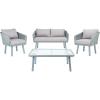 Safavieh Outdoor Collection Kerson Rope Cushion 4-Piece Patio Backyard Living Set PAT7519A, Grey/Beige(Grey / Grey)