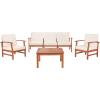 Safavieh Outdoor Collection Parcer Natural and Navy 4-Piece Patio Set(Natural / Beige)