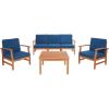 Safavieh Outdoor Collection Parcer Natural and Navy 4-Piece Patio Set(Natural / Navy)