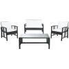 Safavieh Outdoor Collection Reslor Wicker Cushion 4-Piece Living Set PAT7713D, Natural/White(Black / White)