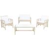 Safavieh Outdoor Collection Reslor Wicker Cushion 4-Piece Living Set PAT7713D, Natural/White(Grey / White)
