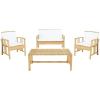 Safavieh Outdoor Collection Reslor Wicker Cushion 4-Piece Living Set PAT7713D, Natural/White(Natural / White)