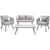Safavieh Outdoor Collection Torsla Wicker Cushion 4-Piece Rope Patio Backyard Living Set PAT7520C, Grey/Grey(Grey / Grey)