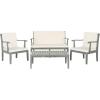 Safavieh Outdoor Living Collection Bradbury 4-Piece Outdoor Living Set, Natural/Beige, Chair: 25.6″ x 24.8″ x 31.9″ Bench: 48.4″ x 24.8″(Ash Grey / Beige)