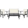 Safavieh Outdoor Living Collection Bradbury 4-Piece Outdoor Living Set, Natural/Beige, Chair: 25.6″ x 24.8″ x 31.9″ Bench: 48.4″ x 24.8″(Dark Slate Gray / Beige)
