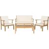 Safavieh Outdoor Living Collection Bradbury 4-Piece Outdoor Living Set, Natural/Beige, Chair: 25.6″ x 24.8″ x 31.9″ Bench: 48.4″ x 24.8″(Natural / Beige)
