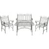 Safavieh PAT5000C Collection Leah Victorian Antique Blue 4-Piece Patio Outdoor Set(Antique Dark Green)