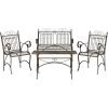 Safavieh PAT5000C Collection Leah Victorian Antique Blue 4-Piece Patio Outdoor Set(Rustic Brown)