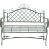 Safavieh PAT5017A Collection Adina Antique White Wrought Iron 51.25″ Outdoor Garden Bench(Antique Dark Green)