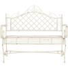 Safavieh PAT5017A Collection Adina Antique White Wrought Iron 51.25″ Outdoor Garden Bench(Antique White)