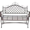 Safavieh PAT5017A Collection Adina Antique White Wrought Iron 51.25″ Outdoor Garden Bench(Rustic Brown)