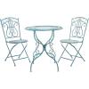 Safavieh PAT5028A Outdoor Collection Semly Pearl White 3-Piece Bistro Set(Mossy Blue)