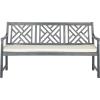 Safavieh PAT6738A Outdoor Collection Bradbury 3 Seat Bench(Ash Grey / Beige)