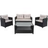 Safavieh PAT7516B Collection Vellor Grey 4-Piece Outdoor Living Patio Set, Grey/Grey(Black/Light Grey)