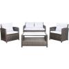 Safavieh PAT7516B Collection Vellor Grey 4-Piece Outdoor Living Patio Set, Grey/Grey(Grey Brown/White)