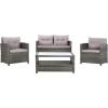 Safavieh PAT7516B Collection Vellor Grey 4-Piece Outdoor Living Patio Set, Grey/Grey(Grey/Grey)