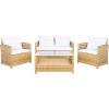Safavieh PAT7516B Collection Vellor Grey 4-Piece Outdoor Living Patio Set, Grey/Grey(Natural/White)