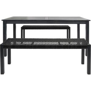 SAFAVIEH Outdoor Collection Aquina Natural Acacia Wood/Light Brown 3-Piece Dining Set(Black/Black)