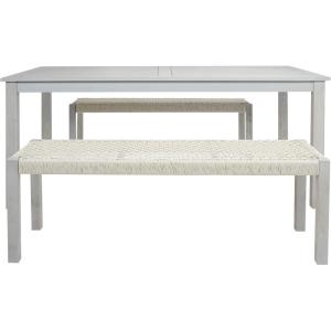 SAFAVIEH Outdoor Collection Aquina Natural Acacia Wood/Light Brown 3-Piece Dining Set(Grey/Grey)