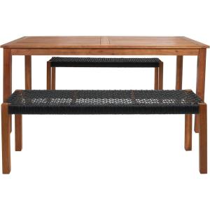 SAFAVIEH Outdoor Collection Aquina Natural Acacia Wood/Light Brown 3-Piece Dining Set(Natural/Black)