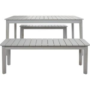 SAFAVIEH Outdoor Collection Europa Natural Acacia Wood 3-Piece Patio Dining Set(Grey)