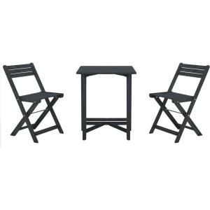 SAFAVIEH Outdoor Collection Gallo Ash Grey Acacia Wood 3-Piece Balcony Bistro Set(Dark Slate Gray)