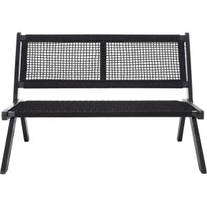 SAFAVIEH Outdoor Collection Kobina Black Acacia Wood/Black Rope Foldable Bench(Black/Black)