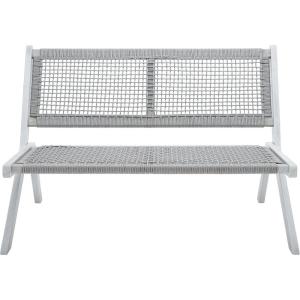 SAFAVIEH Outdoor Collection Kobina Black Acacia Wood/Black Rope Foldable Bench(Grey/Grey)