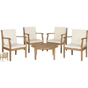 SAFAVIEH Outdoor Living Collection Anaheim 5-Piece Outdoor Living Set(Natural / Beige)