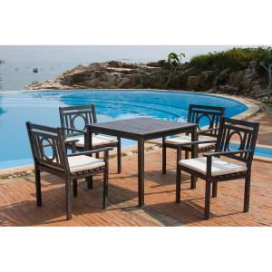 SAFAVIEH Outdoor Living Collection Montclair 5-Piece Dining Set(Ash Grey / Beige)