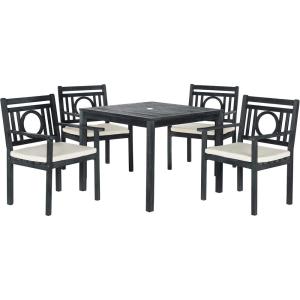 SAFAVIEH Outdoor Living Collection Montclair 5-Piece Dining Set(Dark Slate Gray)